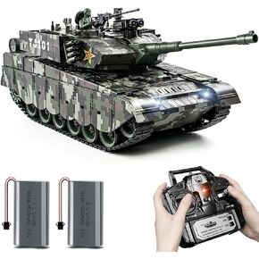 1:18 RC Tank, 2.4Ghz Chinese 99 Main Remote Control Battle Tank, 15 Channel RC Vehicle Army Toy with Smoke, Light and Sound, Military Truck for Adults and Kids That Shoots BBS and Water Bombs