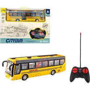 Bewinner RC Truck Remote Control Bus, High Simulation All Directions Driving Rechargeable RC School Bus, for Children (Blue)