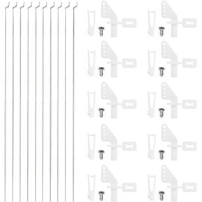 MECCANIXITY 10pcs 304 Stainless Steel 1.2x260mm Z Push Rods Parts, 10pcs Nylon Control Horns for DIY RC Car Boat Airplane Helicopter Model Replacement, Silver