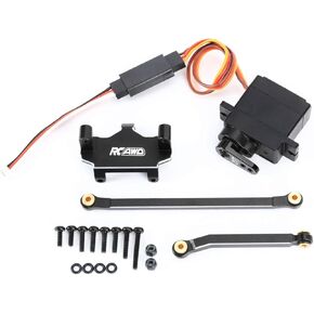 RCAWD 100% Durability Increase Upgrades RC Servo Seat & 1kg Metal Gear Servo Set & Steering Linkage & 21T Servo Arm Parts for Hobbyplus CR18P, FUR-2411, CR-18, FMS1:18 Atlas Black