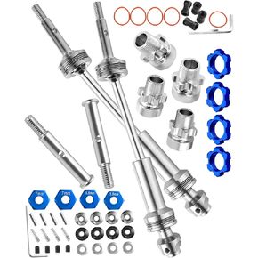 RC Driveshafts & Hex Hub Adapters Upgrades Part for 1/10 Slash VXL 2WD,Rustler VXL 2WD,Stampede VXL 2WD,Front Rear Steel #45 CVD & Aluminum Hex Hub Adapters 12mm to 17mm,Navy Blue