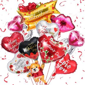 MJartoria 9PCS 18inch Mothers Day Balloons, Aluminum Foil Balloons for Mother's Day, Heart Balloons Decorations Supplies Party Birthday