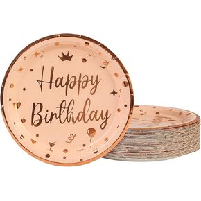 50 قطعة من أطباق عيد الميلاد السعيدة مقاس 7 بوصة، أطباق ورقية للحفلات باللون الذهبي الوردي، أطباق كعكة للاستعمال مرة واحدة، أطباق ورقية للعشاء، أطباق الحلوى مع مستلزمات الحفلات ذات الحواف الذهبية لديكورات حفلات أعياد الميلاد (وردي، 9 بوصة) in Kuwait