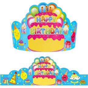 Pack of 36 Birthday Crowns for Kids - Colorful Paper Party Hats for Students Classroom School VBS Party Supplies