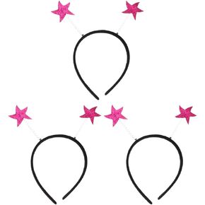 Amosfun Glitter Star Head Boppers Antenna Headband Alien Headband for Fancy Dress Party and Headwear Accessory 3pcs (Silver)