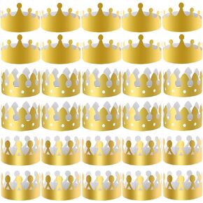 SIQUK 27 Pieces Golden Paper Crown Party Gold Crowns Hats King Crowns for Party and Celebration