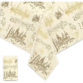 3 Packs - Wizard Tablecloth, Plastic Wizards Themed Halloween Table Covers, Disposable Magical Party Supplies, 52‘’ x 108, Fit for 8 Ft Table, for Halloween Party Decoration