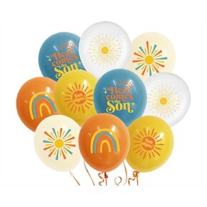 Here Comes The Son Baby Shower Decorations,35pcs Boho First Trip Around The Sun Balloon,Sunshine Party Retro Latex Balloons for You are My Sunshine Baby Shower Decoration Supplies