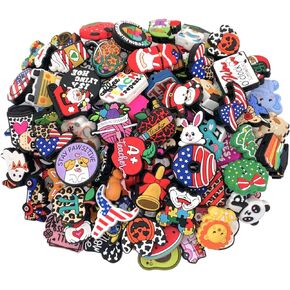 100Pcs Silicone Focal Beads Bulk, Different Random Mix Collections Teacher Character Valentines Easter Focal Beads for Pens Keychains DIY Jewelry Making
