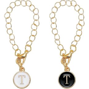 PATIKIL Letter Charm Accessories for Tumbler Cup, 2 Pack Initial Name ID Letter T Personalized Handle Charm for Modern Tumblers, White Black