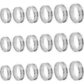 Oubaka 18pcs Stainless Steel Grooved Finger Ring for Jewelry Making,7/8/9/10/11/12 Ring Core Blanks 8mm Wide Round Grooved Inlay Ring for Men Women DIY Crafts(Silver)