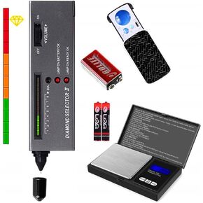 Jewelry Diamond Tester,Jewelry Diamond Tester＋200g/0.01g Mini Jewelry Scale+30X 60X 90X Mini LED Magnifying,Professional Diamond Selector for Novice and Expert,Thermal Conductivity Meter