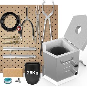 CANALHOUT 7KG/15lbs Propane Melting Furnace Kit with Two Tongs and Crucible, All New Kiln Metal Foundry Furnace Smelting Gold Silver Copper Aluminum, Metal Recycle Home Smelting Casting Tool