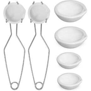Novellaire-8 Pcs Crucibles for Melting Metal Kit, 4 Ceramic Quartz Crucibles and 2 Upgraded and Enlarged Ceramic Quartz Crucibles, 2 Pcs Whipclip Handle 2a, Melting Metals Like Gold and Silver.