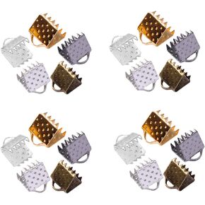 Milisten 500Pcs 6mm Iron Ribbon Bracelet Bookmark Pinch Crimp Clamp End Findings Cord Ends Fasteners Clasp Leather Crimp Ends for Jewelry Making