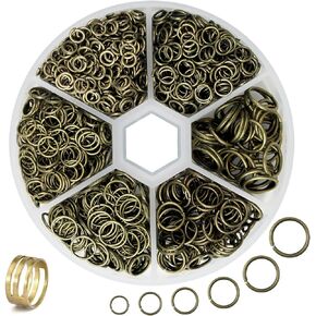 طقم حلقات القفز 1551 قطعة مع 1550 قطعة حلقات القفز المفتوحة و1 قطعة فتاحة أدوات حلقة القفز، 6 أحجام موصلات حلقية على شكل حرف O حلقات القفز المعدنية المفتوحة لموصلات صنع المجوهرات وإصلاح القلادة (ذهبي) in Kuwait
