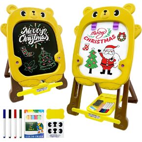 Art Easel for Kids with Chalk Board and Dry Erase Easel, Blue Easel for Toddlers Ages 2-4 & 5-8, Educational and Popular Gift Toys for Girls and Boys in Kuwait