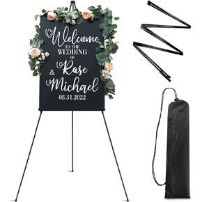 RRFTOK Easel Stand for Display,63'' Instant Easel,Art and Crafts, Foldable Portable Ground Easel for Wedding Banner and Poster Display Stand, Easel Display Metal Tripod with Portable Bag.
