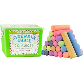 Kid Made Modern Sidewalk Chalk Set for Kids - Washable, Colored Chalk for Outdoor Play and Chalkboard Art - Ages 3+ (24 Pieces, Multicolor)