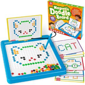 Coogam Magnetic Drawing Board, Large Magnet Doodle Board with Pen and Dot Beads, Color Shape Pattern Art Pad, Montessori Educational Traveling Toy Gift for 3 4 5 6 Years Old Toddlers