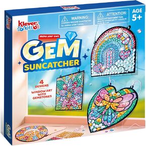 Klever Kits 4PCS Window Art Suncatcher Kits, Fun Gem Painting Kits, Diamond Art and Crafts for Boys Girls, Great Crafts Gift for Kids Birthdays Christmas Ages 6+
