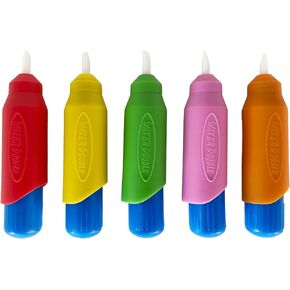 5 Multi-Color Aqua Brushes, Paint with Water Brush Set, Replacement Water Doodle Wow Pens by Kanga Toys for Drawing Books or Magic Mats, for Kids Ages 3+
