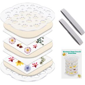 Microwave Flower Press 2 Layers, Flower Pressing Kit for Adults Plant and Flower Press Kit for Kids DIY Arts, Resin Crafts, Scrapbooking, Nail Craft(7.9×7.9 in)