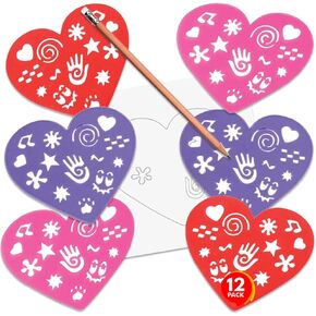 ArtCreativity Valentines Day Heart Stencil Set for Kids, Set of 12, Colorful Drawing Template Kit, Fun Arts and Crafts Supplies, Valentines Day Gifts for Kids, Learning Tool for Children