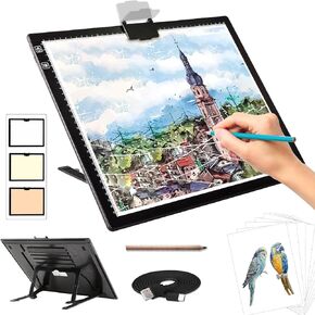 Zocelight A1(35.4''x 23.6'') Large Rechargeable Light Pad for Diamond Painting,6 Levels & Stepless Dimming Light Box for Tracing,3-Color Modes Light Board,Built-in 6000mAh Battery Light Table for Art