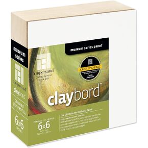 Ampersand Art Supply Wood Painting Panel: Museum Series Claybord, 6" x 6", 1-1/2" Cradled Profile