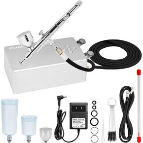 55PSI Ultra-Silent Airbrush Kit, Dual-Action Multi-Function Airbrush Set with Compressor for Painting Portable Air Brush Set for Cake Decoration Makeup Art Craft Nail Design Model Tattoo