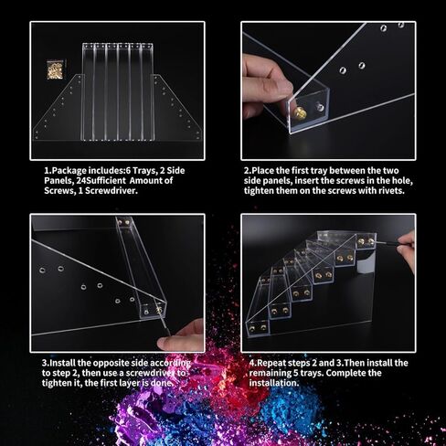 منظم طلاء أكريليك 6 طبقات، حامل فرشاة طلاء 24 فتحة، رف تخزين مثالي لزجاجات الطلاء لتخزين زجاجات الطلاء 2oz، وأنابيب الطلاء الزيتي، والدهانات المصغرة in Kuwait