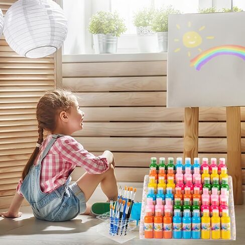 منظم طلاء أكريليك 6 طبقات، حامل فرشاة طلاء 24 فتحة، رف تخزين مثالي لزجاجات الطلاء لتخزين زجاجات الطلاء 2oz، وأنابيب الطلاء الزيتي، والدهانات المصغرة in Kuwait