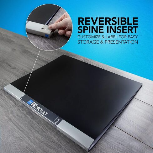 Itoya Original Art ProFolio كتاب ألبوم صور أسود مقاس 17 × 22 مع 48 صفحة - مجلد محفظة فنية لألبوم الصور للأعمال الفنية - غلاف محفظة كتاب الصور - كتاب صور غلاف العرض التقديمي in Kuwait