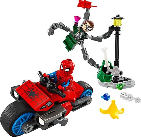 LEGO Marvel Motorcycle Chase: Spider-Man vs. Doc Ock, Buildable Toy for Kids with Stud Shooters and Web Blasters, 2 Marvel Minifigures, Super Hero Toy, Gift for Boys and Girls Aged 6 and Up, 76275 in Saudi Arabia