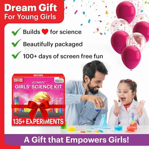 Doctor Jupiter Girls First Science Experiment Kit for Kids Ages 4-5-6-7-8| Birthday Gift Ideas for 4-8 Year Old Girls| STEM Learning & Educational Toys in Saudi Arabia