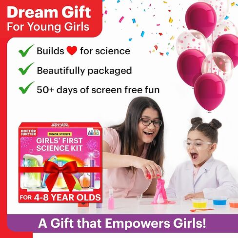 Doctor Jupiter Girls First Science Experiment Kit for Kids Ages 4-5-6-7-8| Birthday Gift Ideas for 4-8 Year Old Girls| STEM Learning & Educational Toys in Kuwait