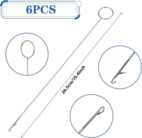 6 Pcs Loop Turner Sewing Tool Long Sewing Loop Turner Hook Tongue Crochet Hook Tool with Latch for Fabric Belts Strips Tube Straps DIY Knitting Accessories in Saudi Arabia