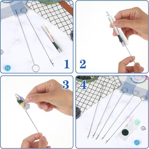 6 Pcs Loop Turner Sewing Tool Long Sewing Loop Turner Hook Tongue Crochet Hook Tool with Latch for Fabric Belts Strips Tube Straps DIY Knitting Accessories in Saudi Arabia