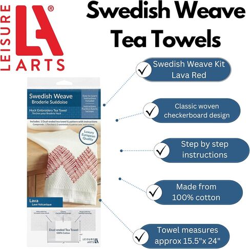 Swedish Weave Towel Kit, Lava Red, Traditional Swedish Weaving, Huck Weaving, Swedish Weaving Patterns, Swedish Weave Fabric, Swedish Weave Towels in Saudi Arabia