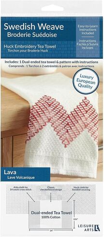 Swedish Weave Towel Kit, Lava Red, Traditional Swedish Weaving, Huck Weaving, Swedish Weaving Patterns, Swedish Weave Fabric, Swedish Weave Towels in Saudi Arabia
