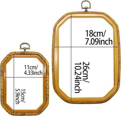 4 قطع من حلقات التطريز البلاستيكية ذات الغرز المتقاطعة مجموعة إطار عرض خشبي مقلد مجموعات تطريز دائرية وبيضاوية للخياطة الفنية والتعليق، مع 16 قطعة من إبر الخياطة الذهبية للعين in Kuwait