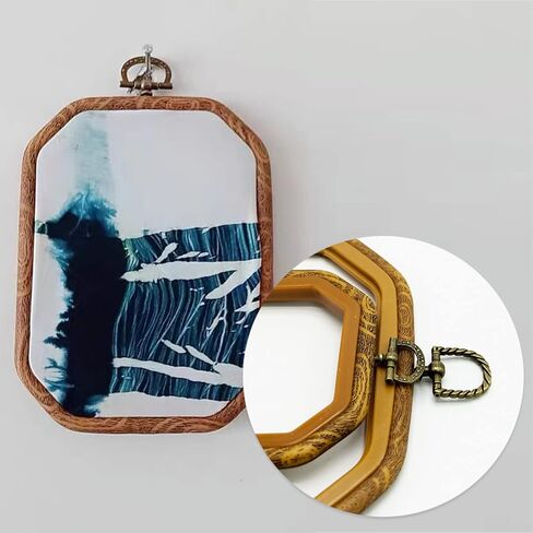 4 قطع من حلقات التطريز البلاستيكية ذات الغرز المتقاطعة مجموعة إطار عرض خشبي مقلد مجموعات تطريز دائرية وبيضاوية للخياطة الفنية والتعليق، مع 16 قطعة من إبر الخياطة الذهبية للعين in Kuwait