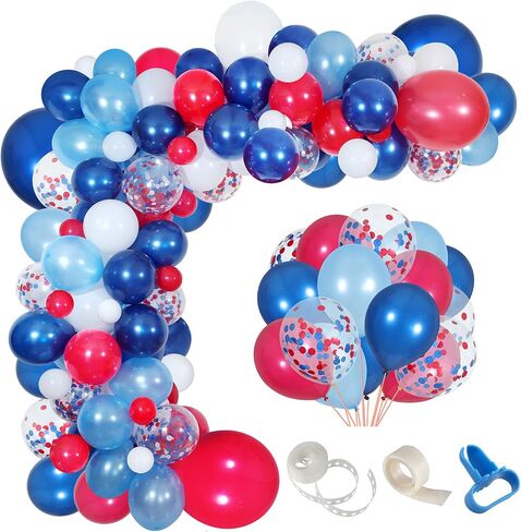 Navy Blue Red White Balloon Garland Kit,139 Pack Navy Red White Confetti Balloon for Boy Blue Birthday Baseball Nautical Theme Party American Flag Party Election Party July 4th Decorations in Saudi Arabia