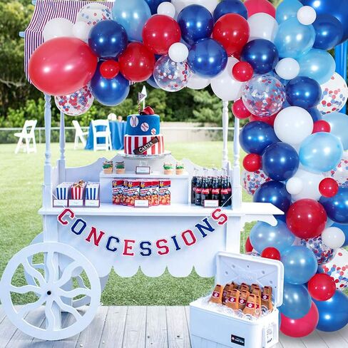 Navy Blue Red White Balloon Garland Kit,139 Pack Navy Red White Confetti Balloon for Boy Blue Birthday Baseball Nautical Theme Party American Flag Party Election Party July 4th Decorations in Saudi Arabia