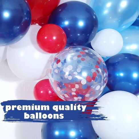 Navy Blue Red White Balloon Garland Kit,139 Pack Navy Red White Confetti Balloon for Boy Blue Birthday Baseball Nautical Theme Party American Flag Party Election Party July 4th Decorations in Saudi Arabia