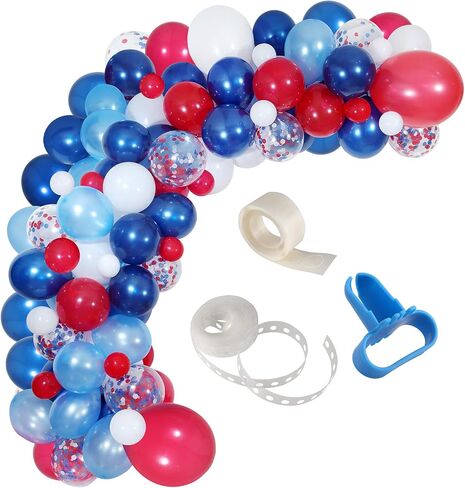 Navy Blue Red White Balloon Garland Kit,139 Pack Navy Red White Confetti Balloon for Boy Blue Birthday Baseball Nautical Theme Party American Flag Party Election Party July 4th Decorations in Saudi Arabia