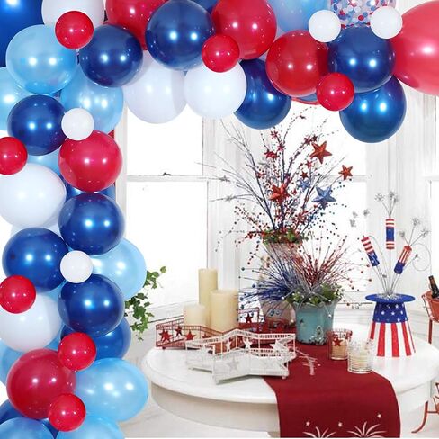 Navy Blue Red White Balloon Garland Kit,139 Pack Navy Red White Confetti Balloon for Boy Blue Birthday Baseball Nautical Theme Party American Flag Party Election Party July 4th Decorations in Saudi Arabia