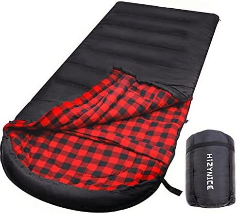 HiZYNICE Cold Weather Sleeping Bag 100% Cotton Flannel XXL for Adults Big and Tall,Free Compression Sack in Kuwait