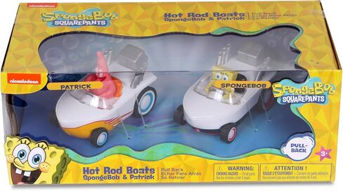 SpongeBob SquarePants Pull Back Hot Rod Boat, Pull Back and Watch him Zoom, No Batteries, No Controls, No Hassle, Fun–Fast–Portable, Great Gift, Officially Nickoledeon Licensed in Saudi Arabia